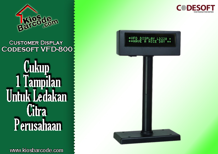 From Order Customer Display Codesoft VFD 800