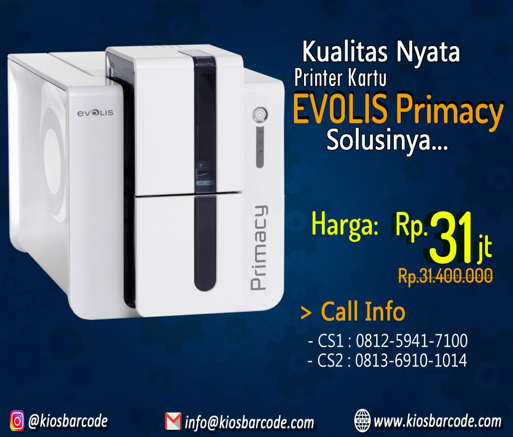 Promo Printer ID Card Evolis Primacy Dual Sided - Kios Barcode