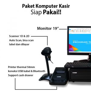 Paket Mesin Kasir Rakitan, Bonus Software Toko Siap Pakai